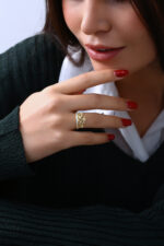 Taç Model Işıltılı Gold Kadın Yüzük - Görsel 10