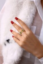 Yeşil Taşlı Taç Model Gold Kadın Yüzük - Görsel 7