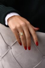 Kart Motifli Modern Gold Kadın Yüzük - Görsel 11