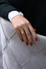 Kart Motifli Modern Gold Kadın Yüzük - Görsel 4