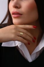 Kart Motifli Modern Gold Kadın Yüzük - Görsel 9