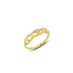 Baget ve Yuvarlak Taş Detaylı İnce Gold Yüzük