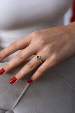 Mavi Damla Taşlı Zarif Gold Kadın Yüzük - Görsel 6