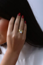 Zincir Detaylı Tektaş Gold Kadın Yüzük - Görsel 6