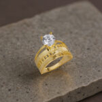 Zincir Detaylı Tektaş Gold Kadın Yüzük - Görsel 15