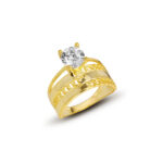 Zincir Detaylı Tektaş Gold Kadın Yüzük